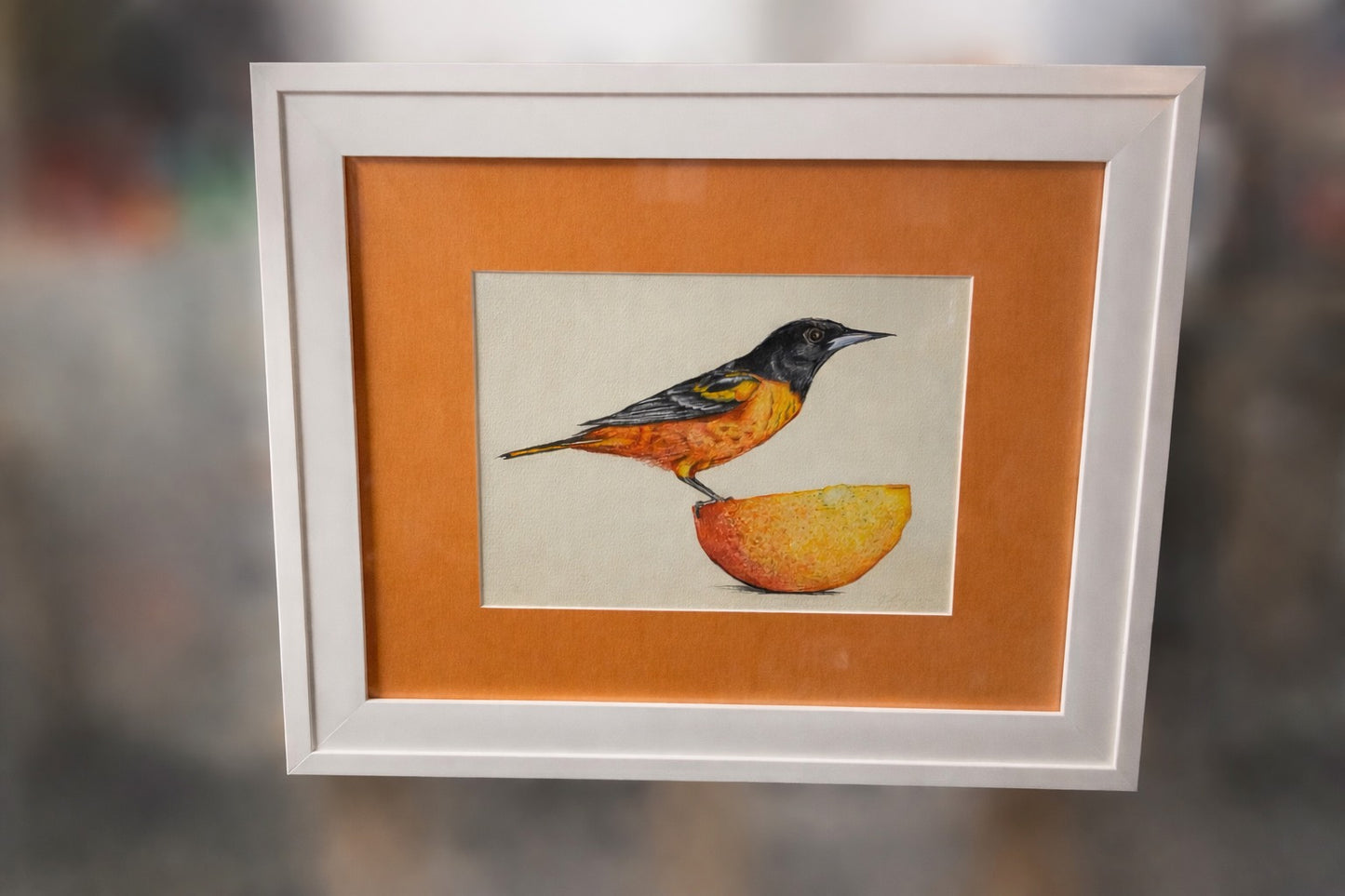 Perched In Orange - Color Pencil 20 x 18"