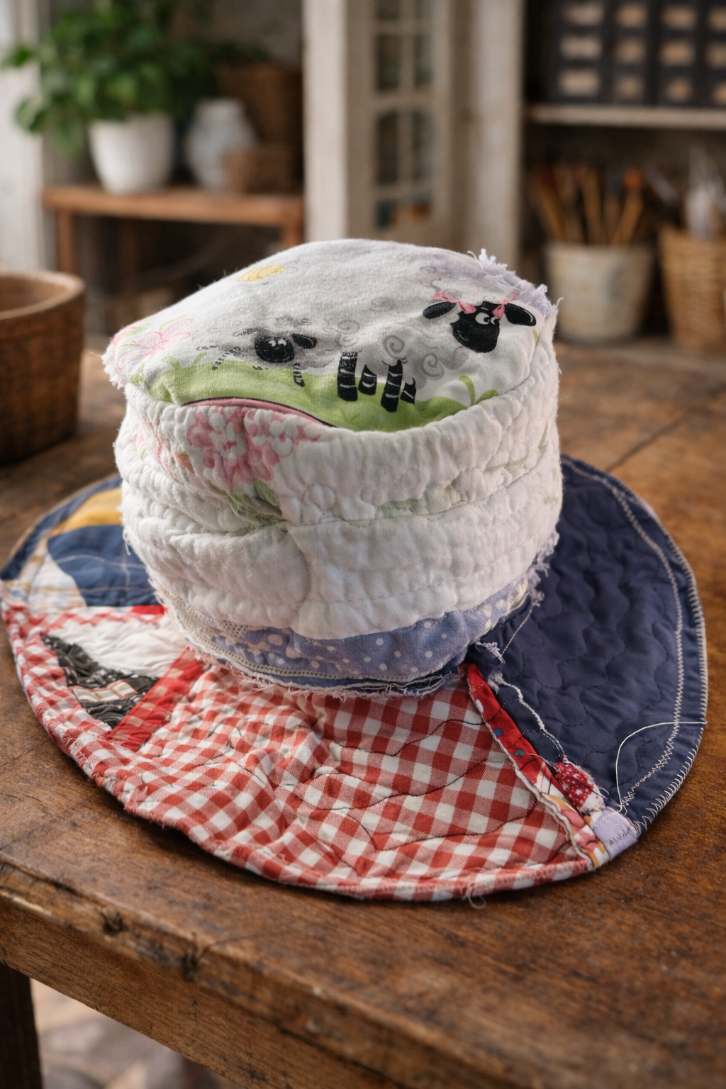 Dorothy Jean Reversible Quilt Hat – Sheep & Sweetheart Edition
