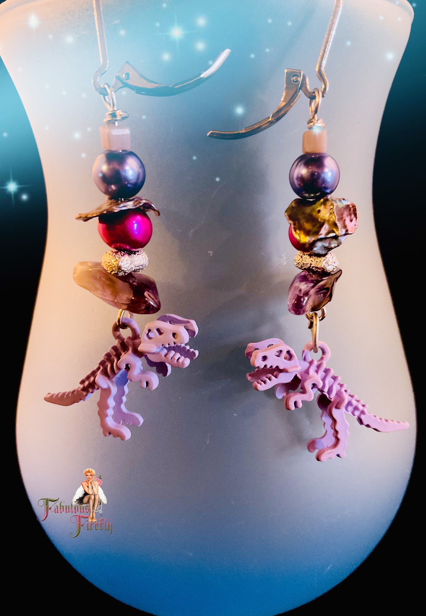 Earring - Purple T Rex Dinosaur!