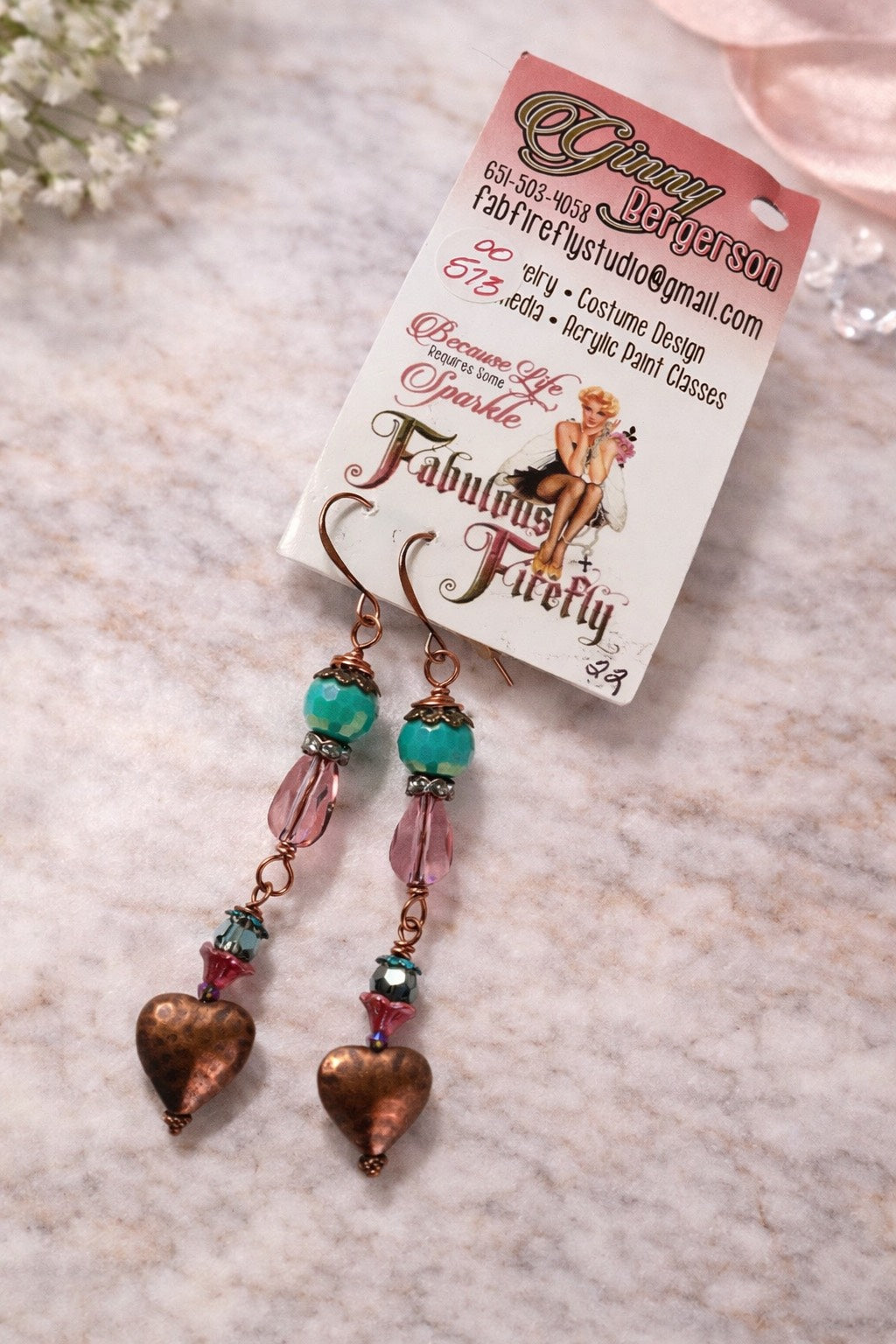 Earrings - Copper Heart Daydream Boho fun