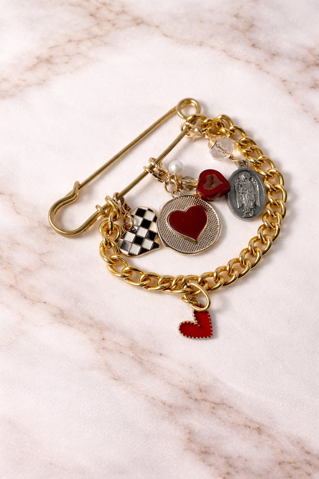 Pray For Us Heart Charm Pin