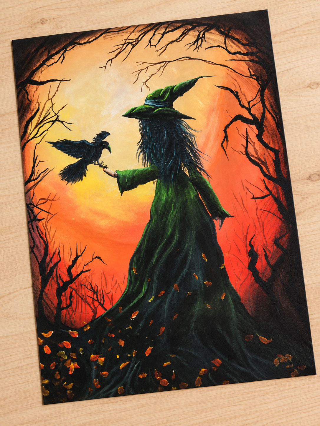 Wickedly Polished Witch & Raven Art Print 16 x 20 | Fabulous Firefly