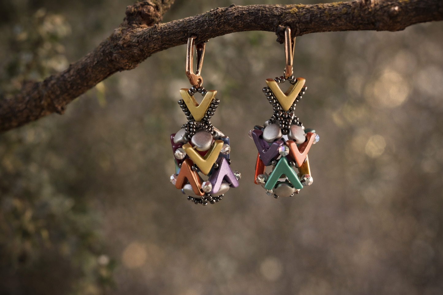 AVA Bead Cluster Earrings – Hand Beaded Crystal & Seed Bead Statement Drops