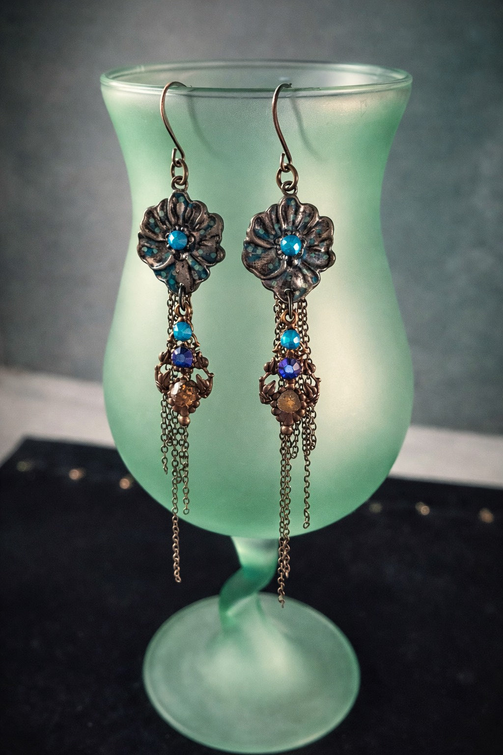 Midnight Garden Chain Dangle Earrings
