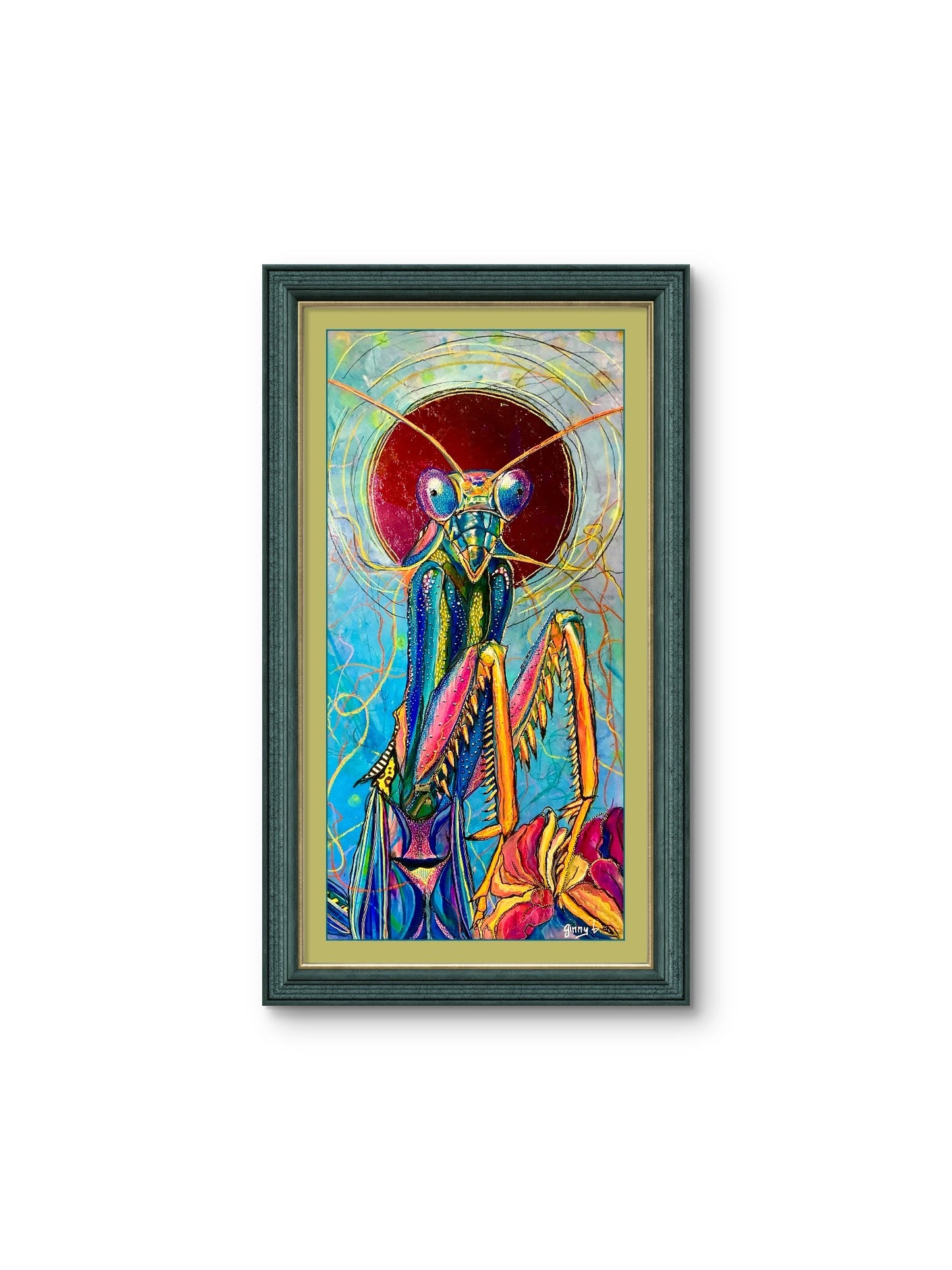 Painting - MARS ATTACKS!!!! Praying Mantis - Hardboard 24" x 48"