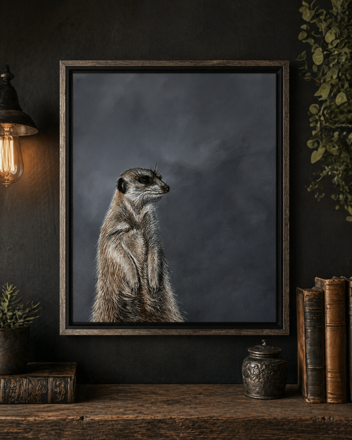 The Watcher – Acrylic Meerkat Painting on 16x20 Gallery Wrapped Canvas