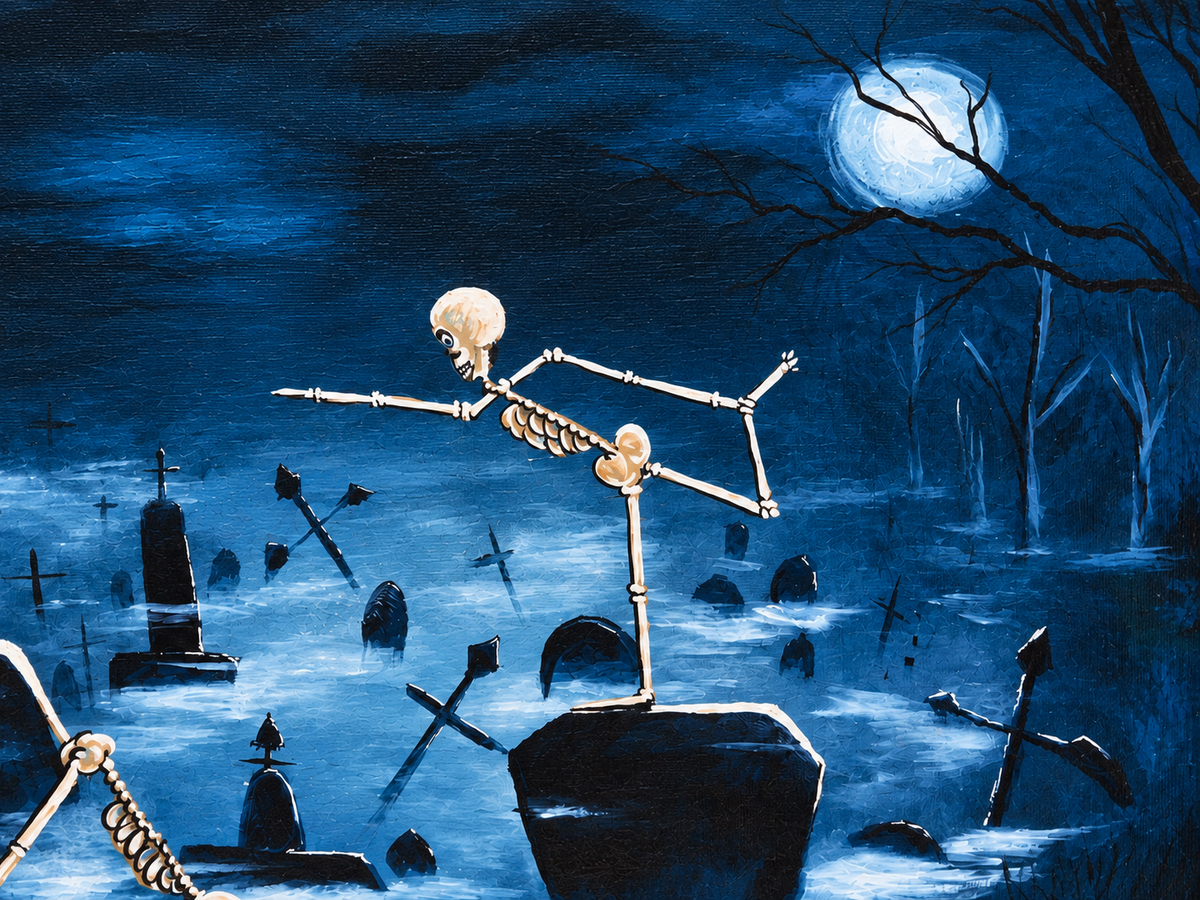 Rest in Poses Skeleton Yoga Art Print 16x20 | Fabulous Firefly