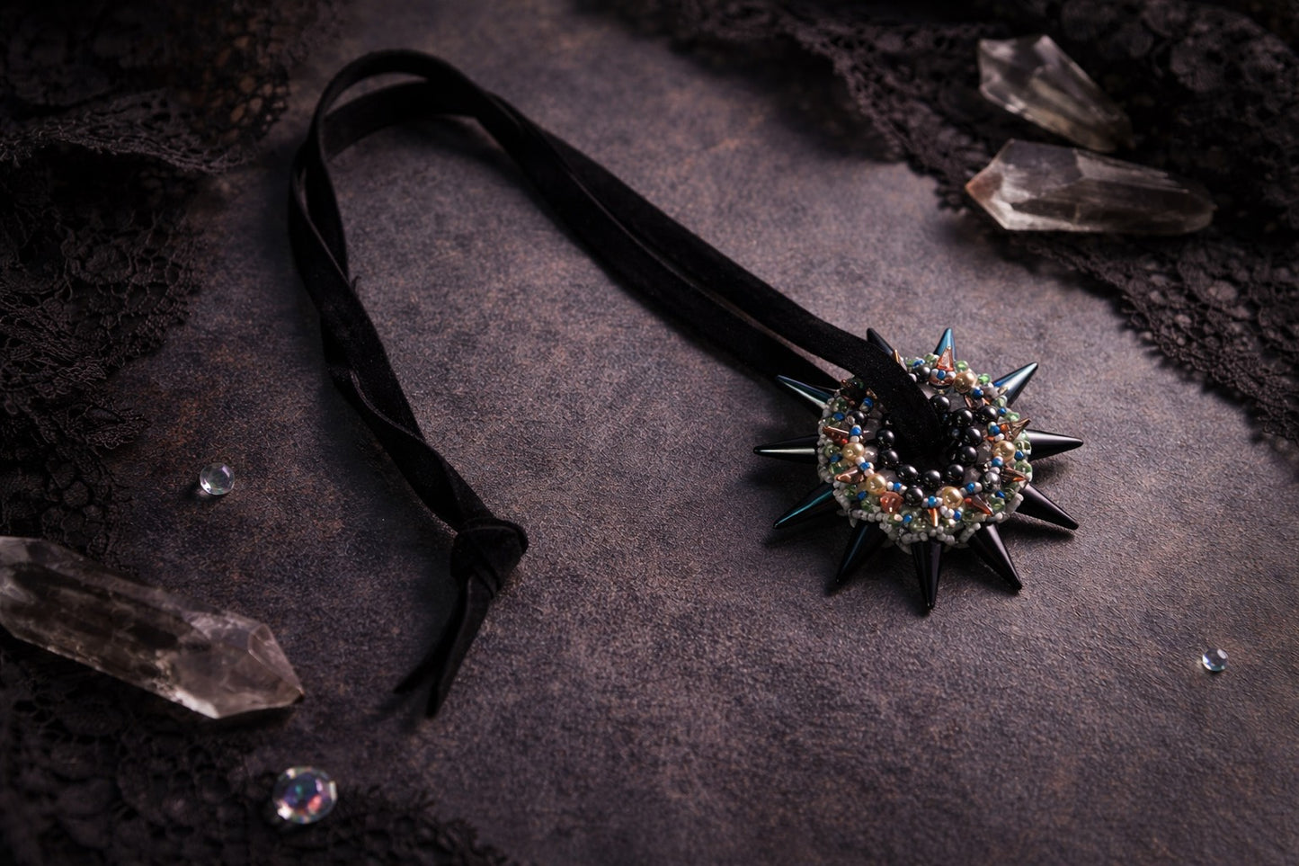 Aurora Nocturne Spiked Statement Necklace