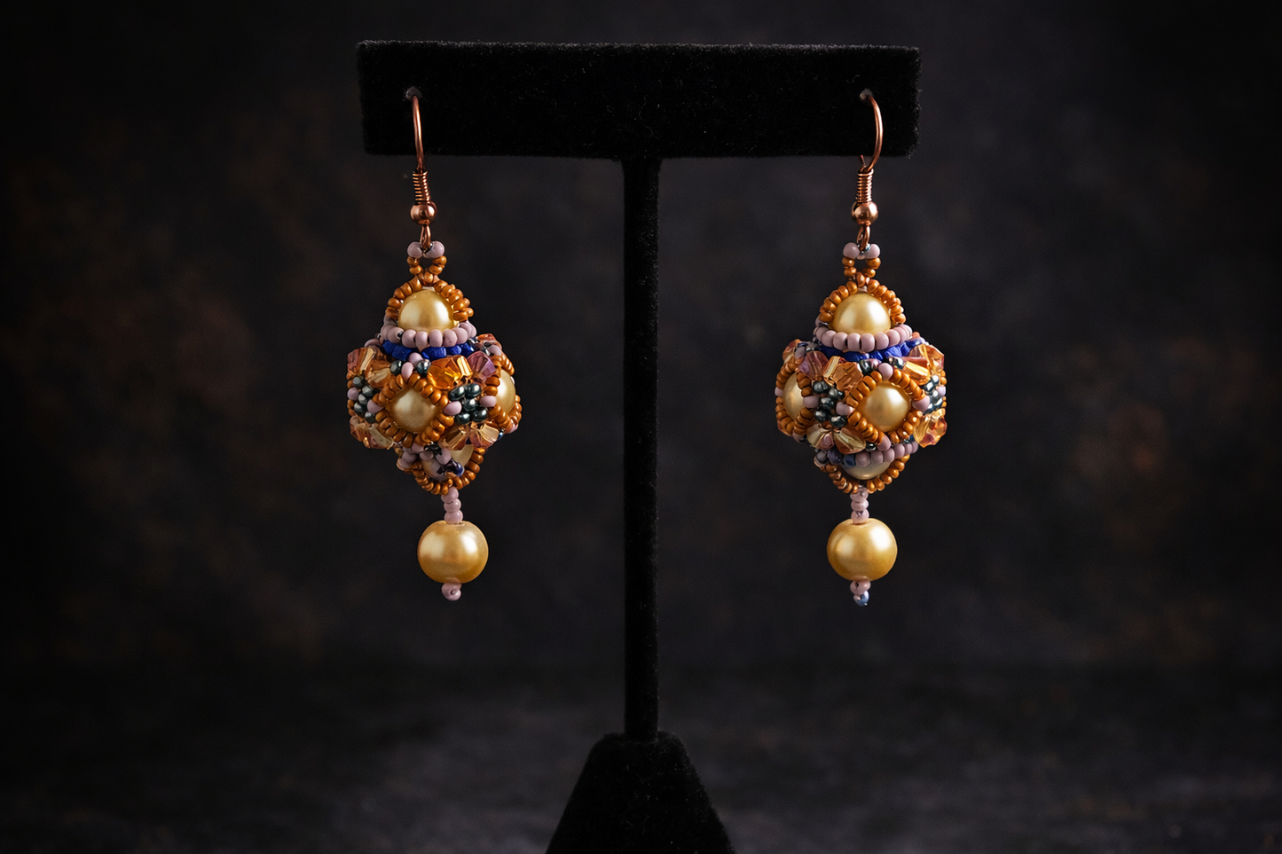 Golden Garden Pearl & Crystal Beaded Earrings
