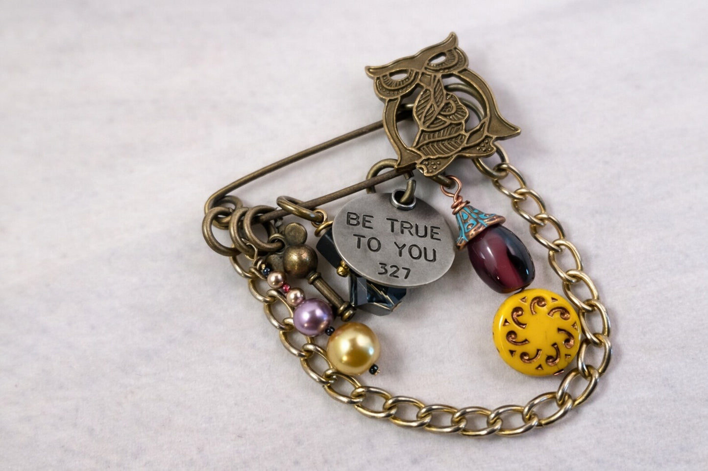 Wise Owl Heart Pin