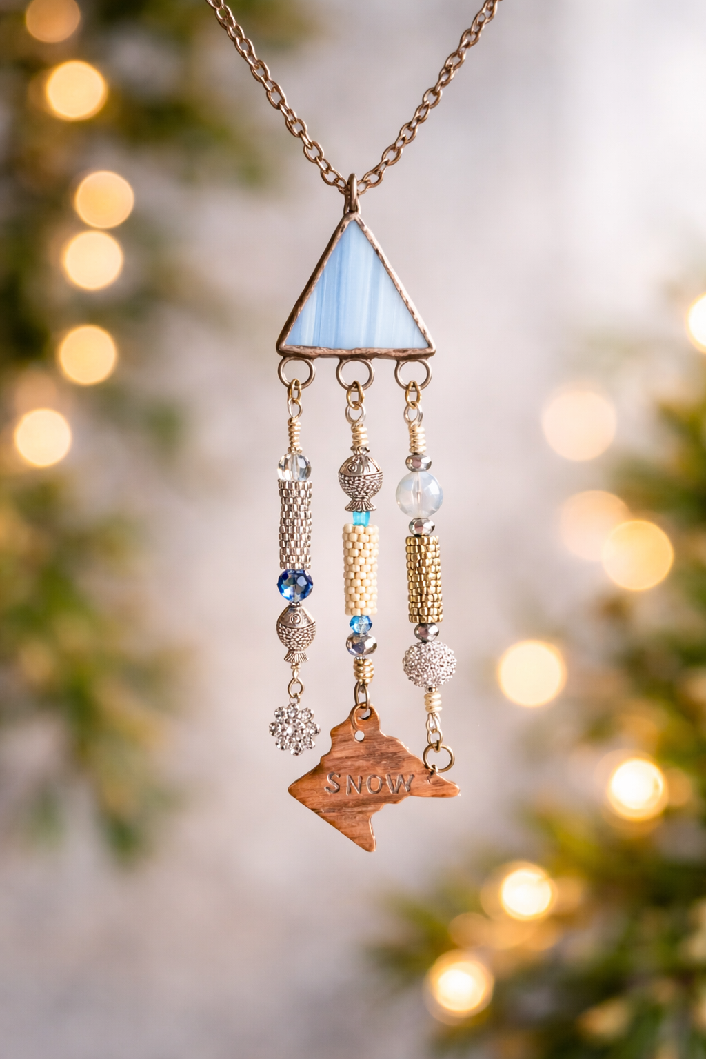 Snowfall Over Minnesota” Hand-Stamped Pendant Necklace