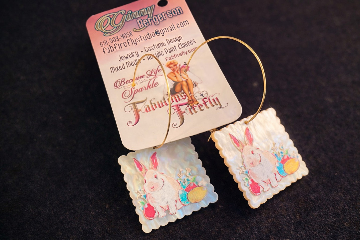 Moon Bunny Mischief Hoop Earrings
