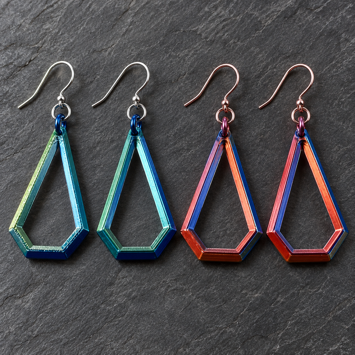 Color Shift 3D-Printed Geometric Earrings