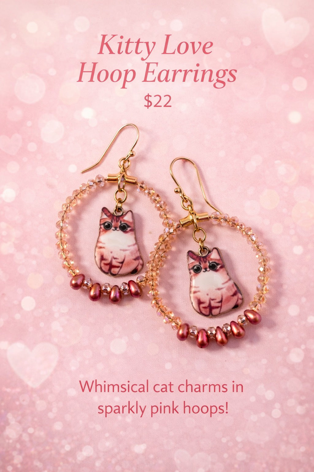 Earrings - Kitty Love Hoops (some say cats rule)