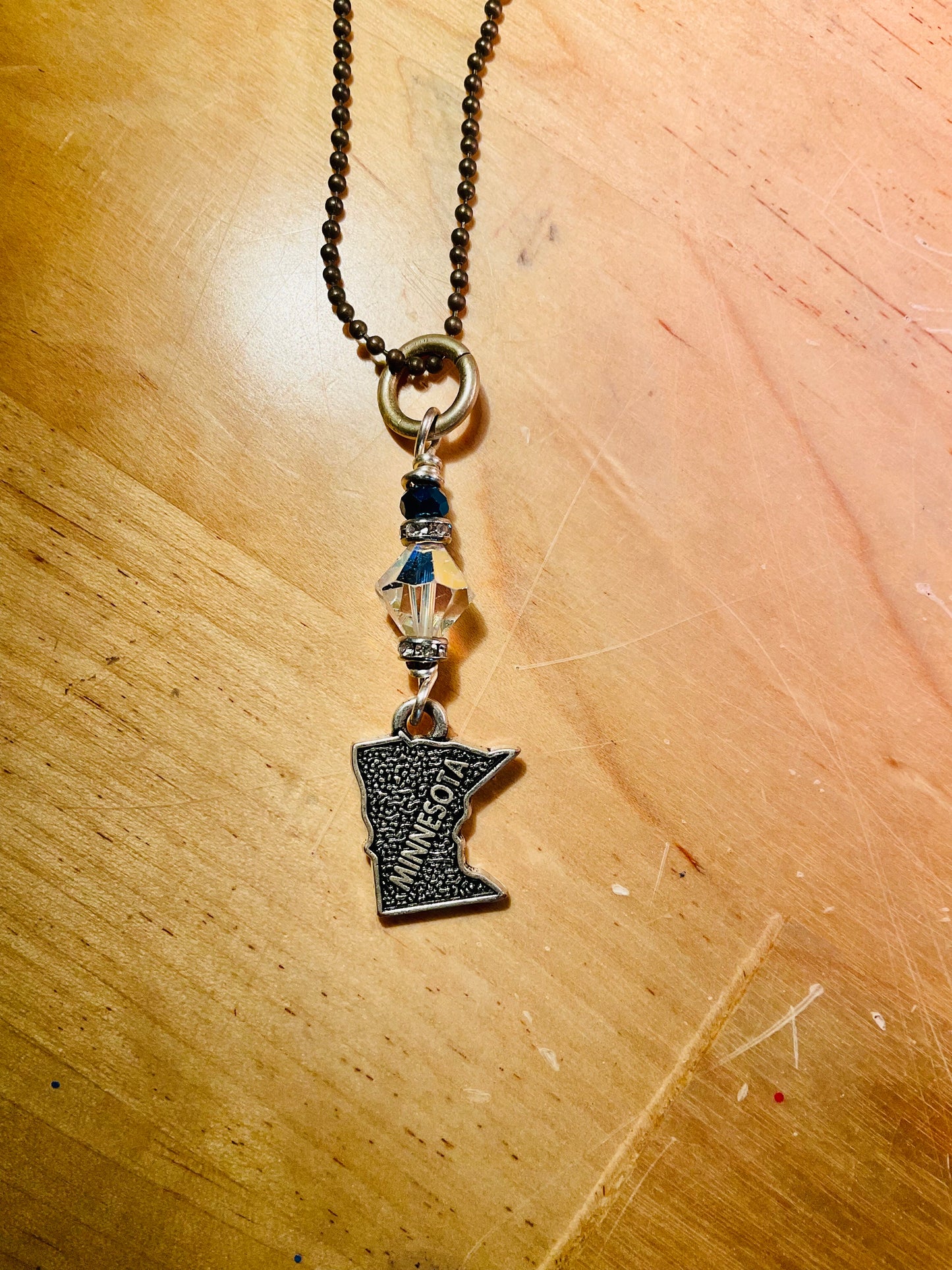 Necklace - Minnesota - Tiny silver state on tiny ball chain