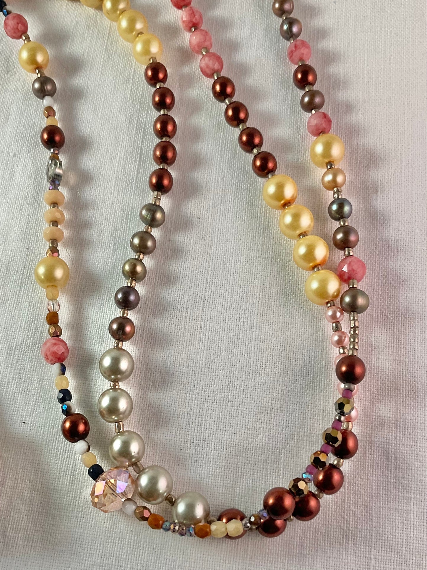 Necklace - Love You - Lock and Key, Pearls and Crystal