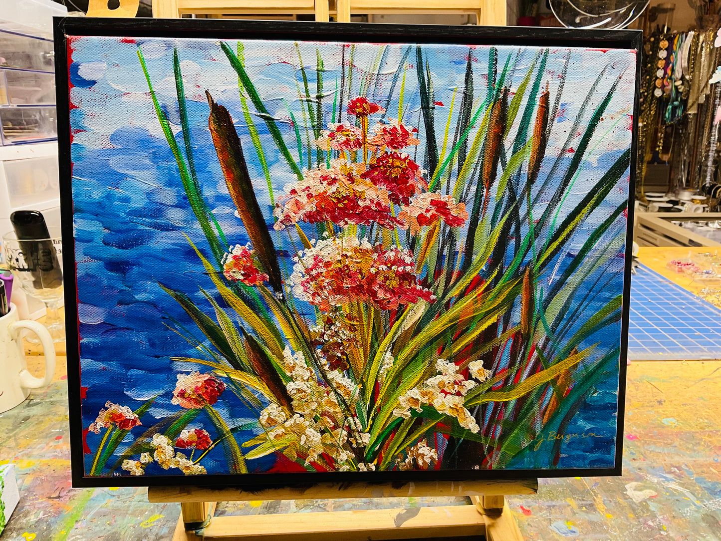 Painting - Up North- Acrylic painting framed 12" x 15"