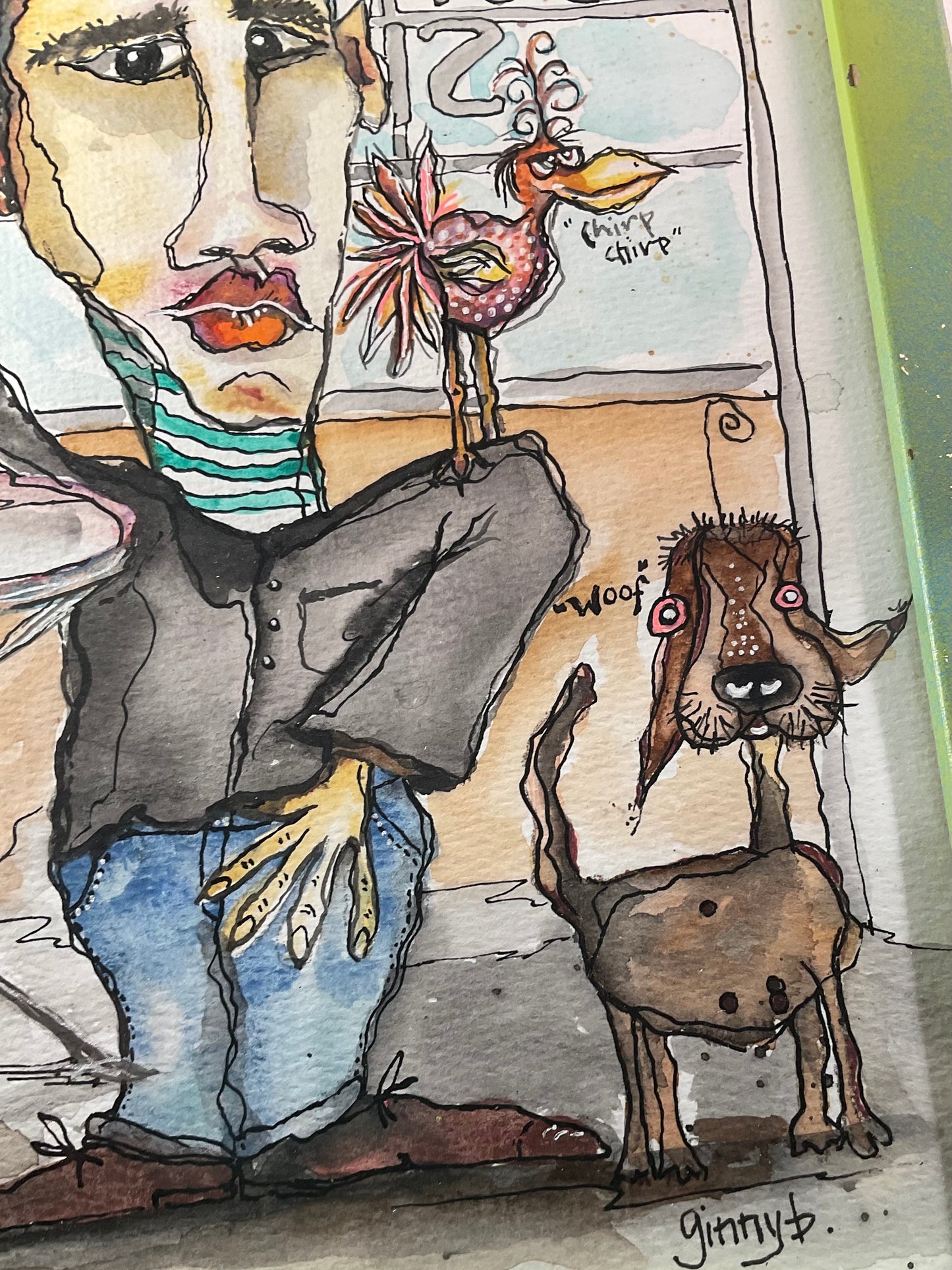 Painting - Bean Box Cafe - coffee shop watercolor 10 x 13"