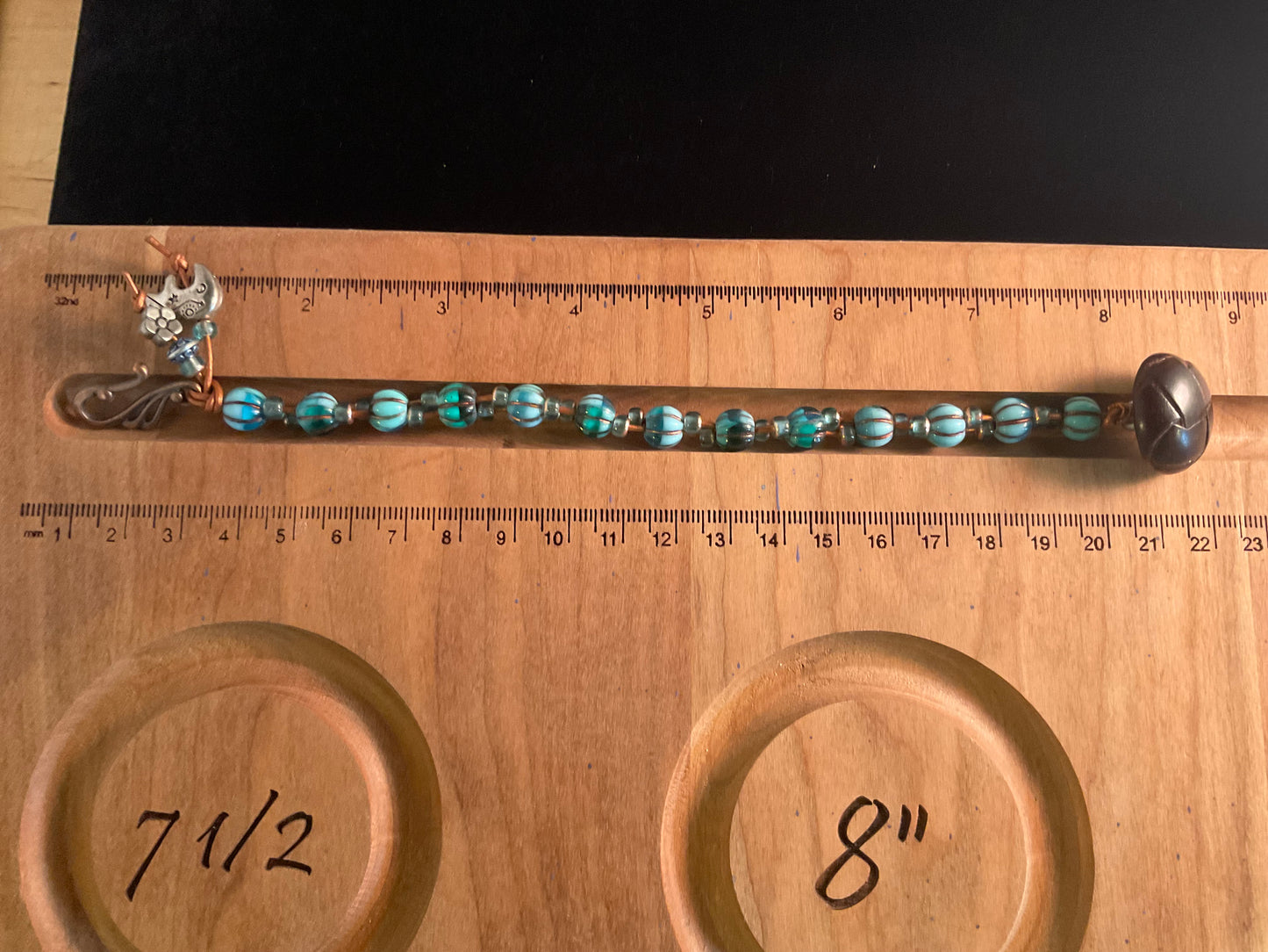 Bear Trail Artisan Leather and Beaded Bracelet