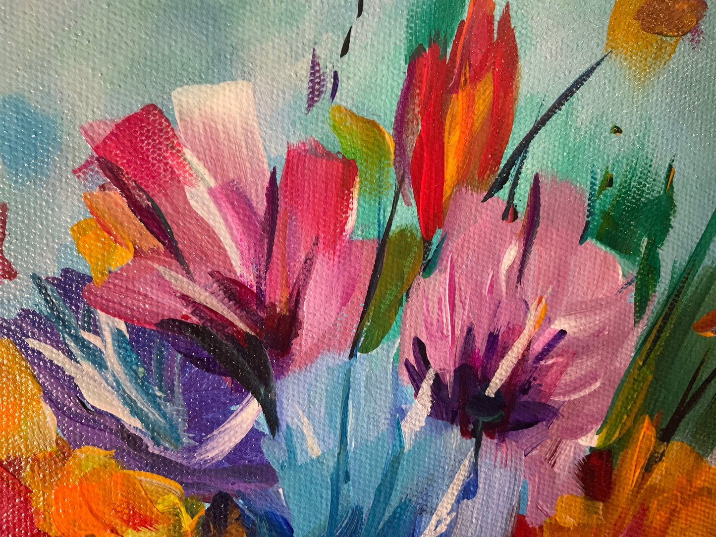 Too Wild for the Vase – Vibrant Floral Still Life Acrylic Painting- Local Pickup Only within 50 miles of Janesville MN