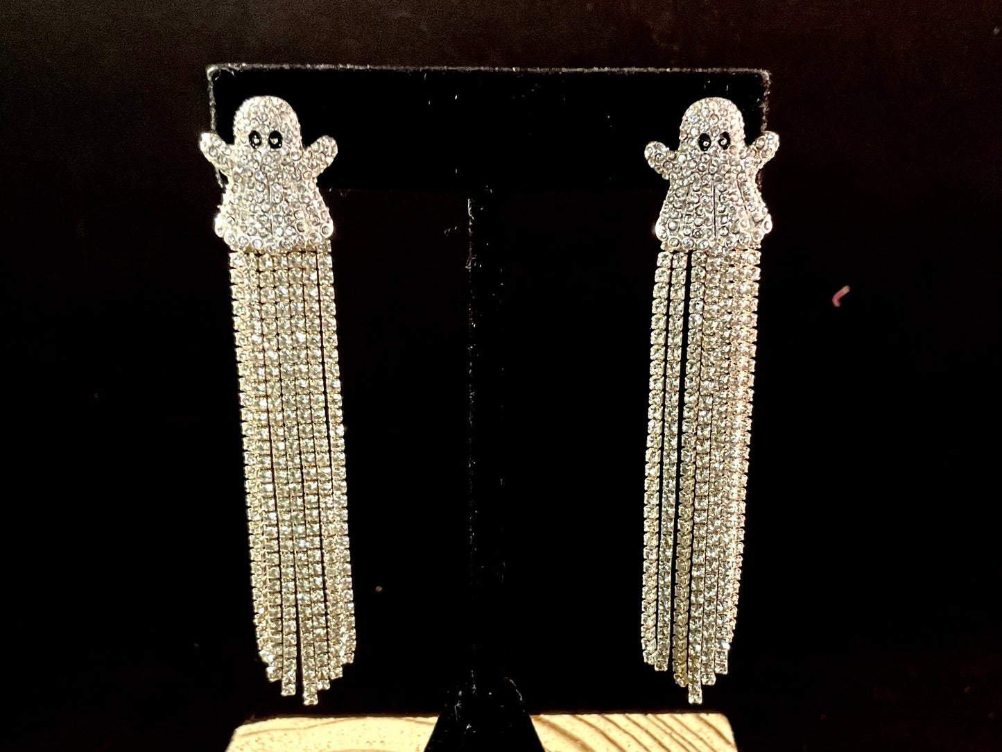 “Glam Ghost Fringe Earrings” Vintage Rhinestone Statement Drops