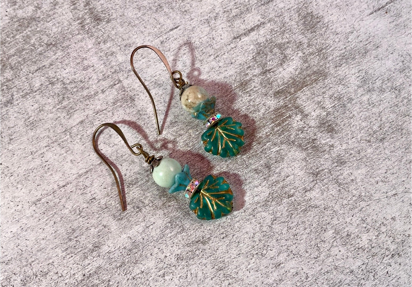 Vintage Garden Glow Jasper & Czech Crystal Earrings