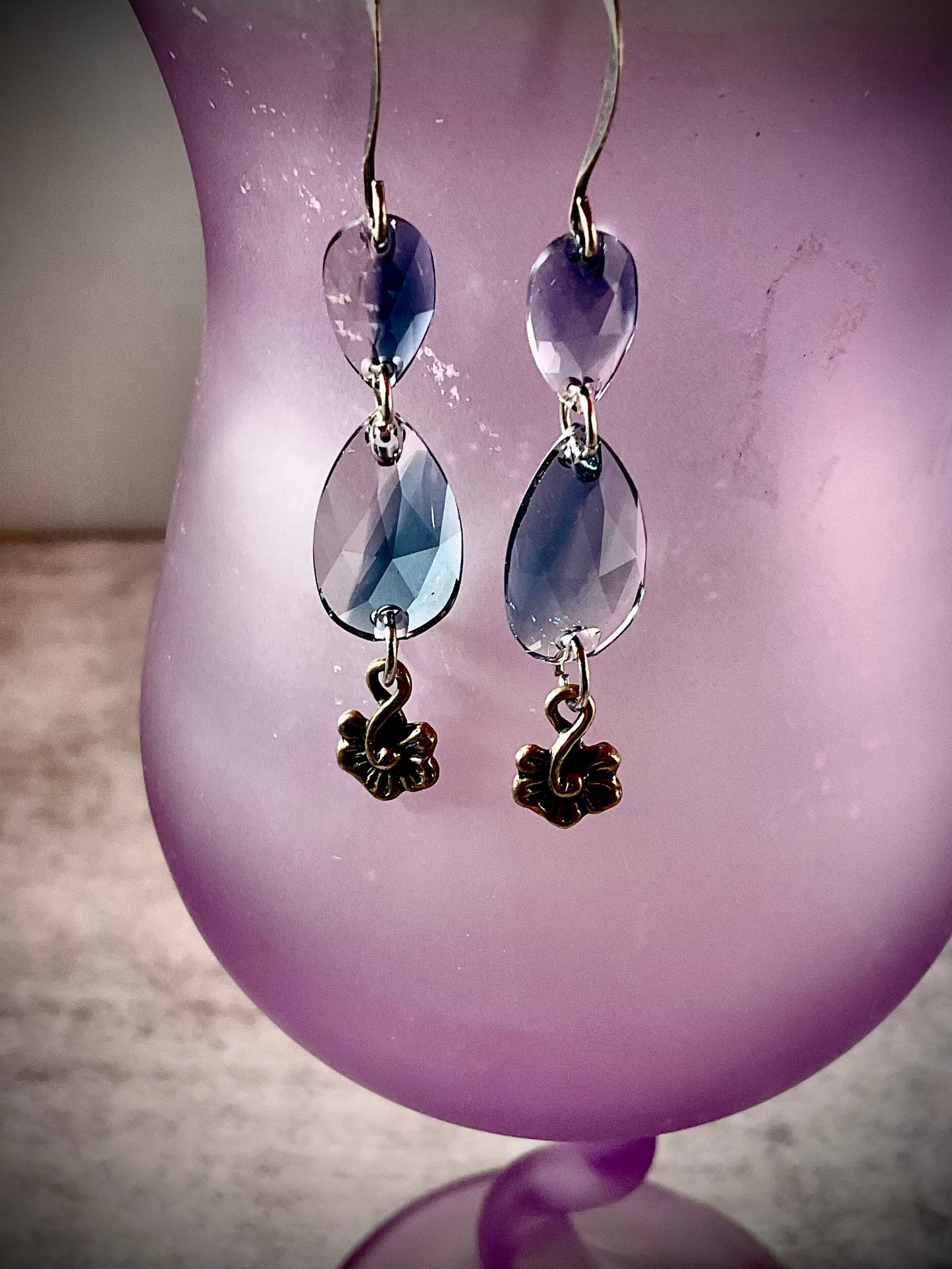 Blue Whisper Crystal Drop Earrings”