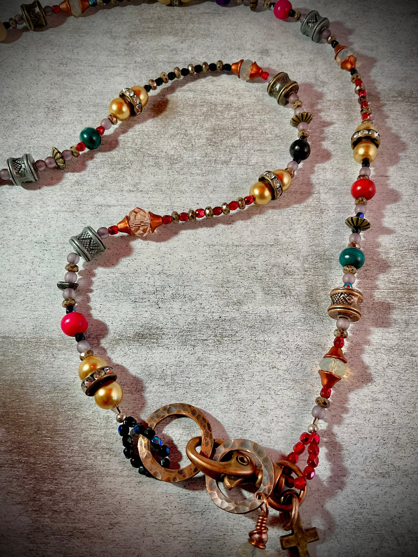 Rust & Reverence — Mixed Metal Charm Necklace