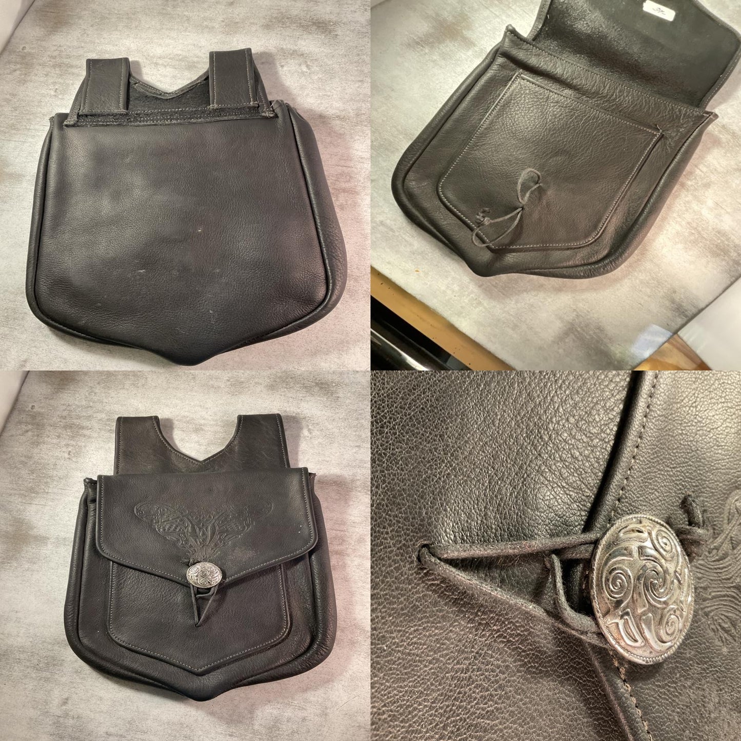 Vintage Leather Belt Bag – Slide-On Waist Pouch with Dual Pockets