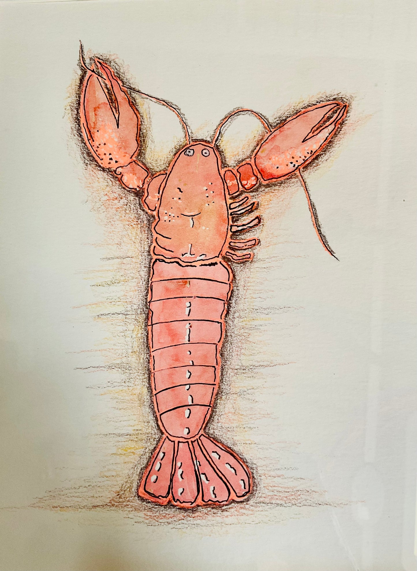 Caught Red Clawed – Acrylic Lobster Coastal Painting