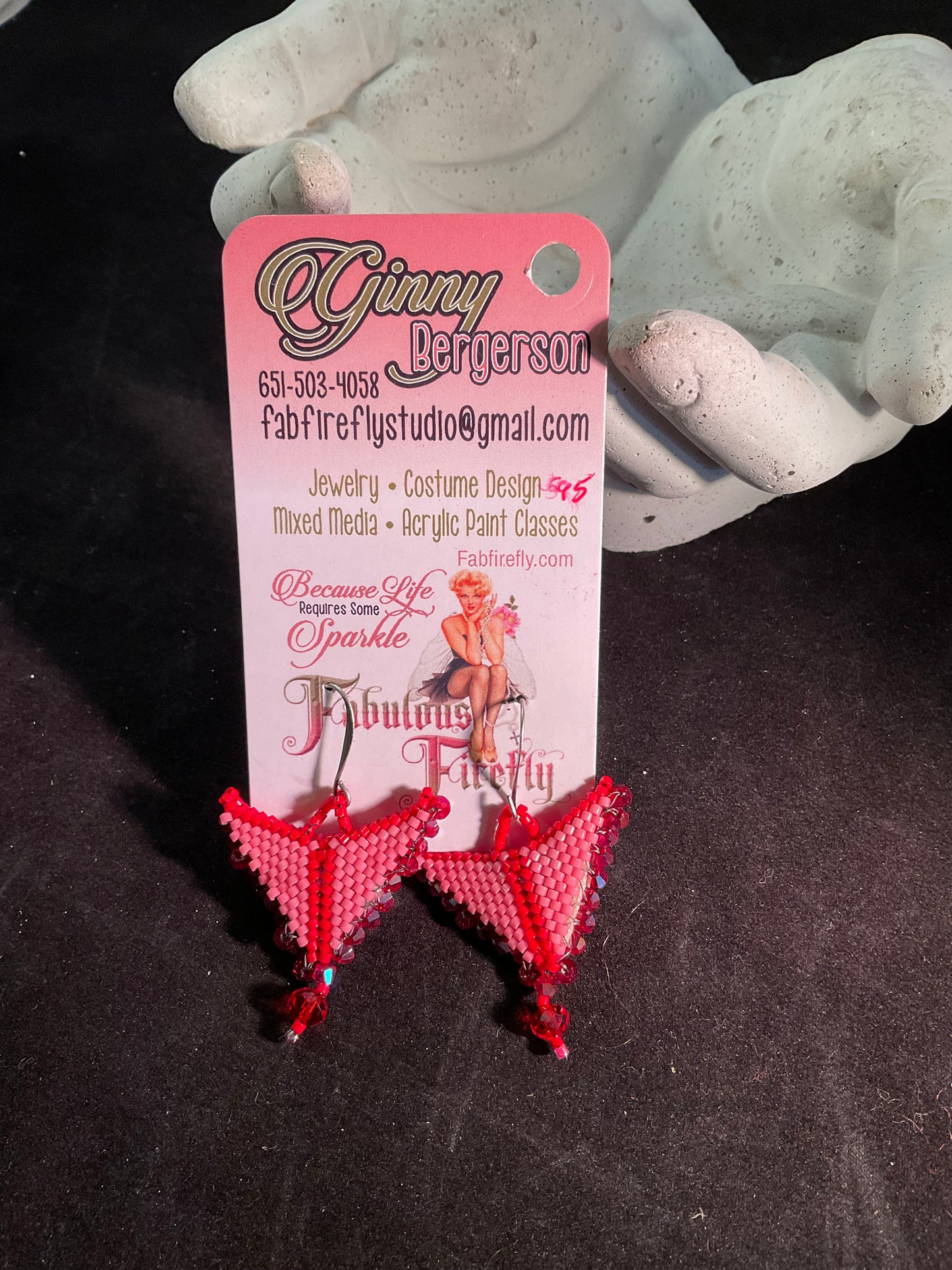 Scarlet Sky Kite Earrings – 3D Beaded Crystal Drop Earrings