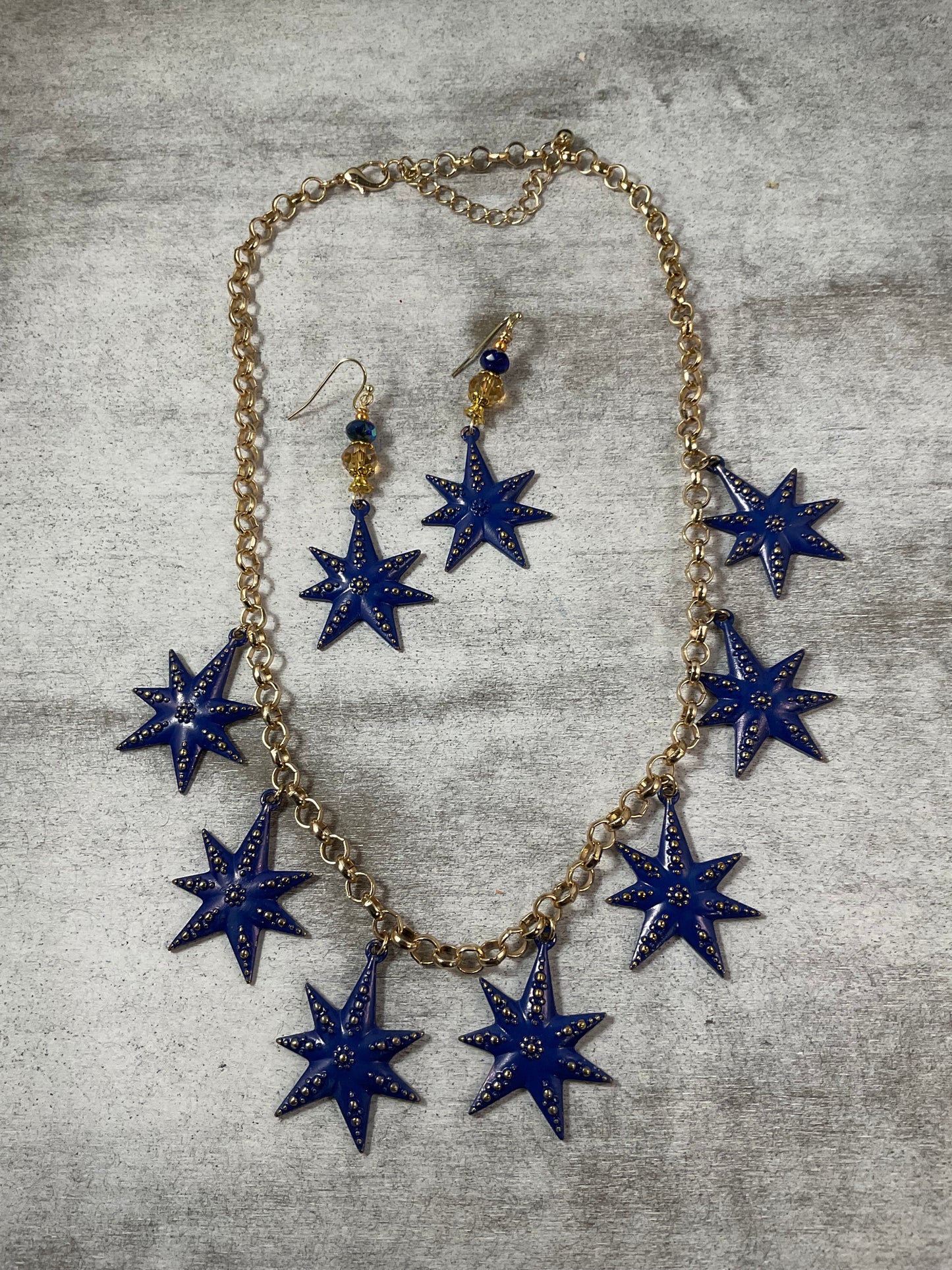 Midnight Starburst Charm Necklace & Earring Set