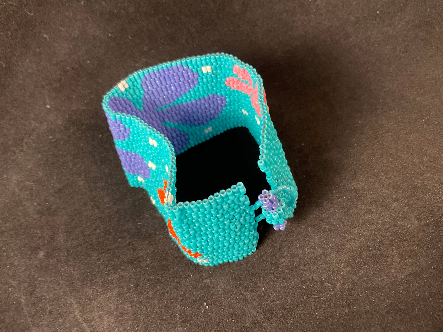 Turquoise Floral Two-Drop Peyote Bracelet – 8-Inch Wrist