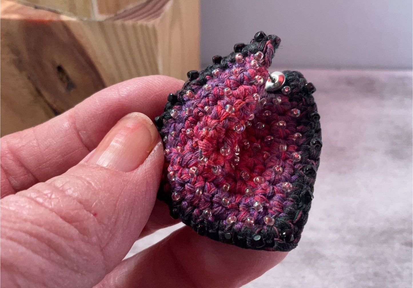 Midnight Raspberry Sparkle Crochet Earring Jaclets