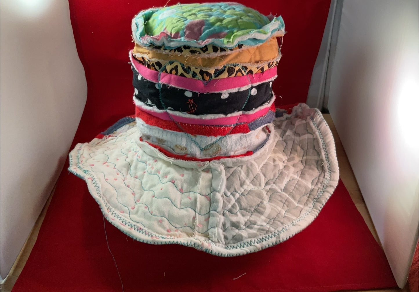 Dorothy Jean Patchwork Heart Hat – Size Small Reversible Boho Bucket Hat with Appliqué Heart