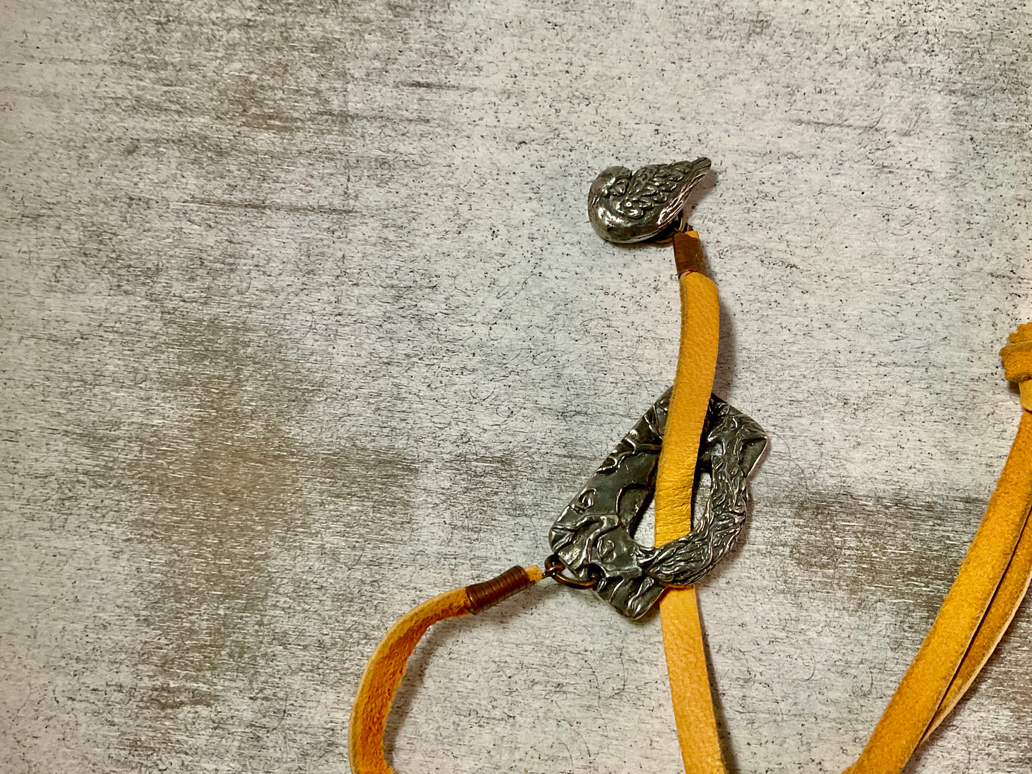 Forest Relic — Raku Cabbage & Crystal Artisan Necklace”