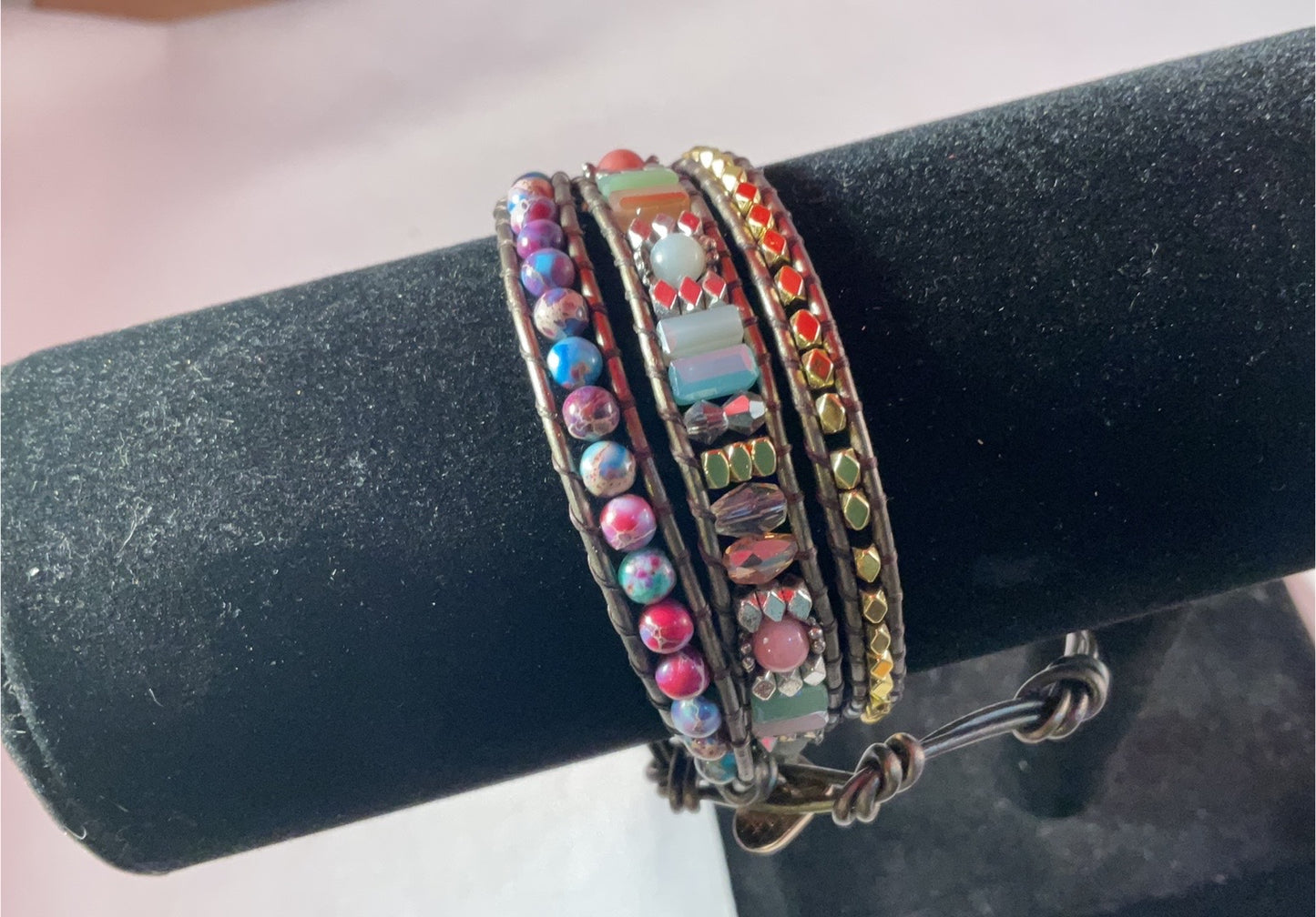 Festival Lights Artisan Beaded Wrap Bracelet - ADJUSTABLE UP TO 3"