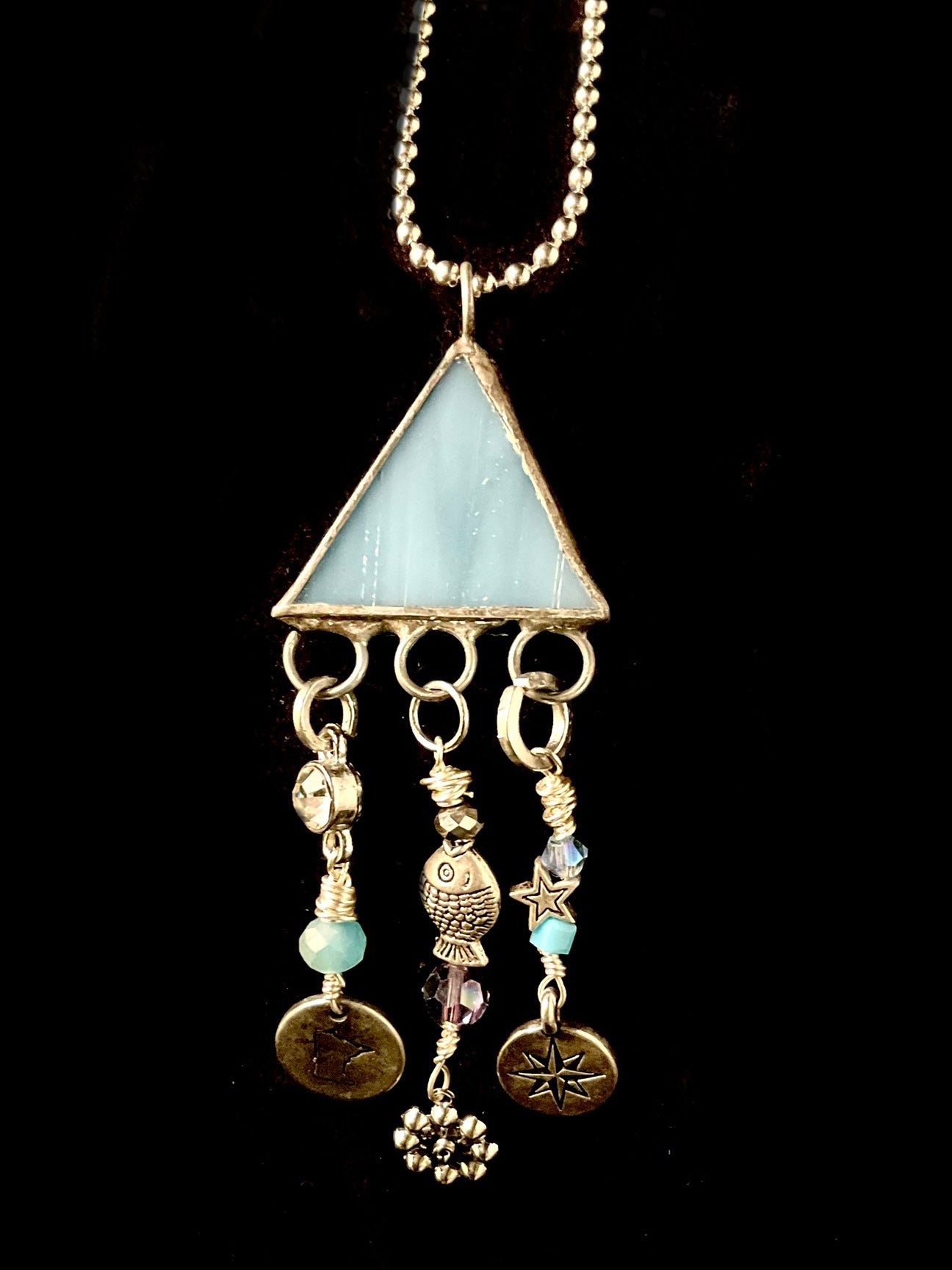 Winter In Minnesota Glass and Metal Necklace