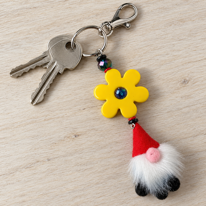 Gnome Sweet Gnome – Yellow Flower Purse Charm & Keychain