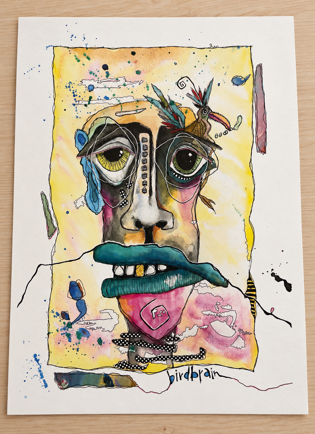 Bird Brain Surreal Portrait Art Print 10.5x15 | Fabulous Firefly