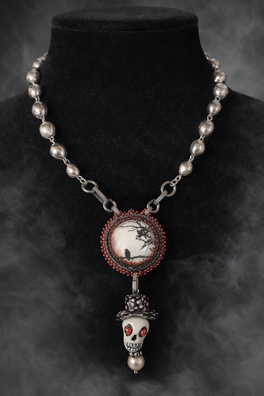 Nocturne in Bone & Feather Necklace