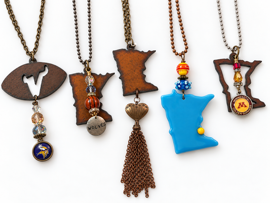 Minnesota Pendant Necklaces – Mixed Beads, Crystals & Team Charms