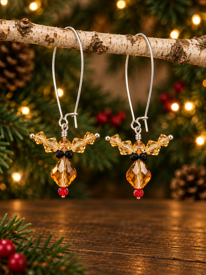 Handmade Crystal Reindeer Christmas Earrings