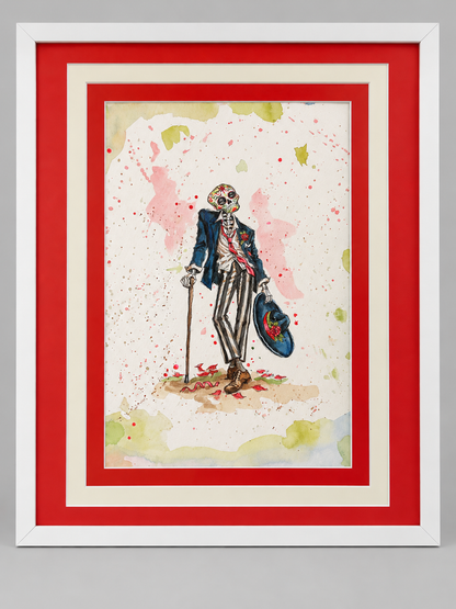 Original Day of the Dead Watercolor Paintings – Framed 17 x21.5"