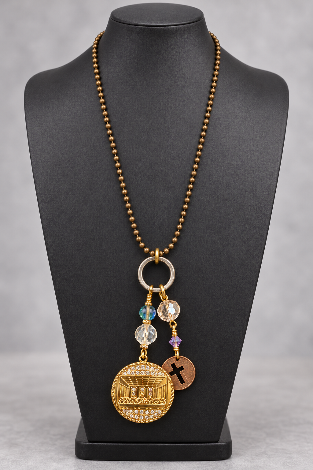 The Last Supper Necklace – 32-Inch Ball Chain & Vintage Crystals