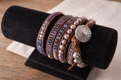 Moonlit Heart Five-Wrap Beaded Bracelet