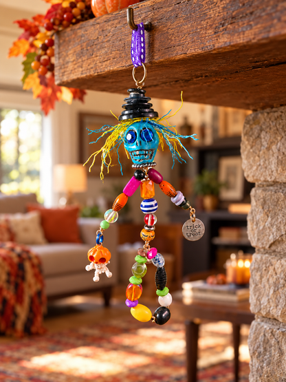 Crazy Hair Skelly Hanging Ornament