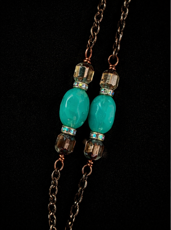 Be Happy, Little Otter – Turquoise & Crystal Boho Fringe Necklace