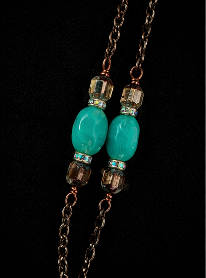 Be Happy, Little Otter – Turquoise & Crystal Boho Fringe Necklace
