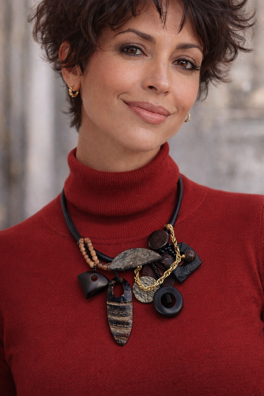 Vintage Mixed Media Statement Necklace